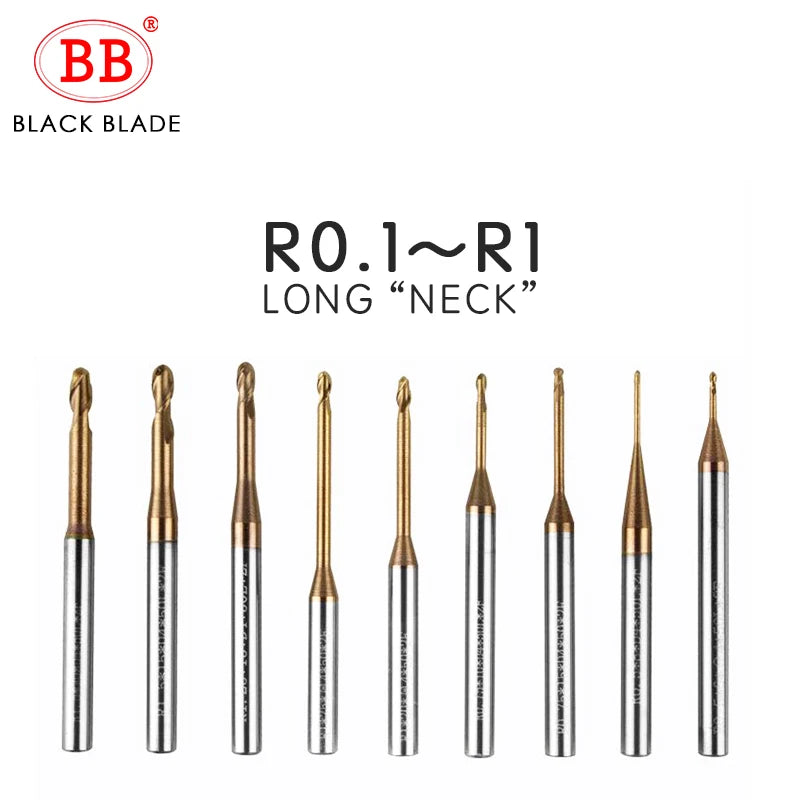 BB Micro Ball End Mill Long Neck Cutting Tool (R0.15-R1.5,BB2050)