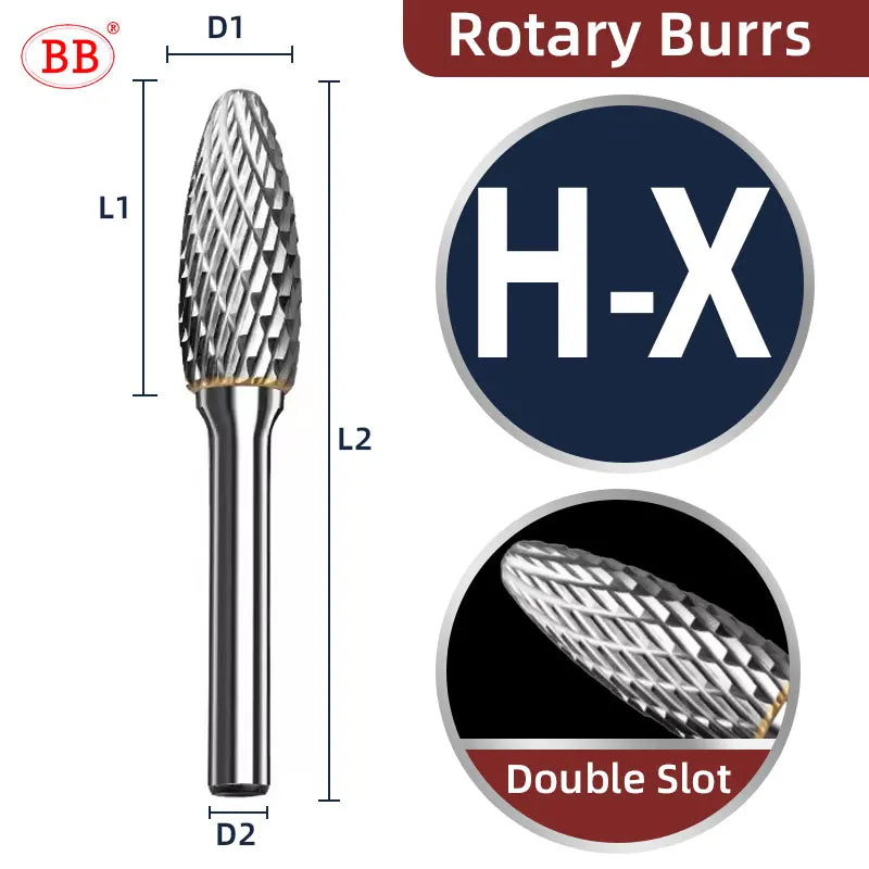 BB Rotary Files Carbide Burrs Deburring Milling Tool M Type 6mm 8mm 10mm Shank Grinder for Metal