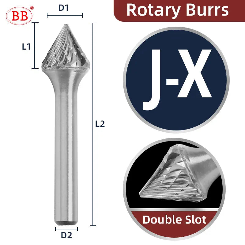 BB Rotary Files Carbide Burrs Deburring Milling Tool M Type 12mm 14mm 16mm Shank Grinder for Metal