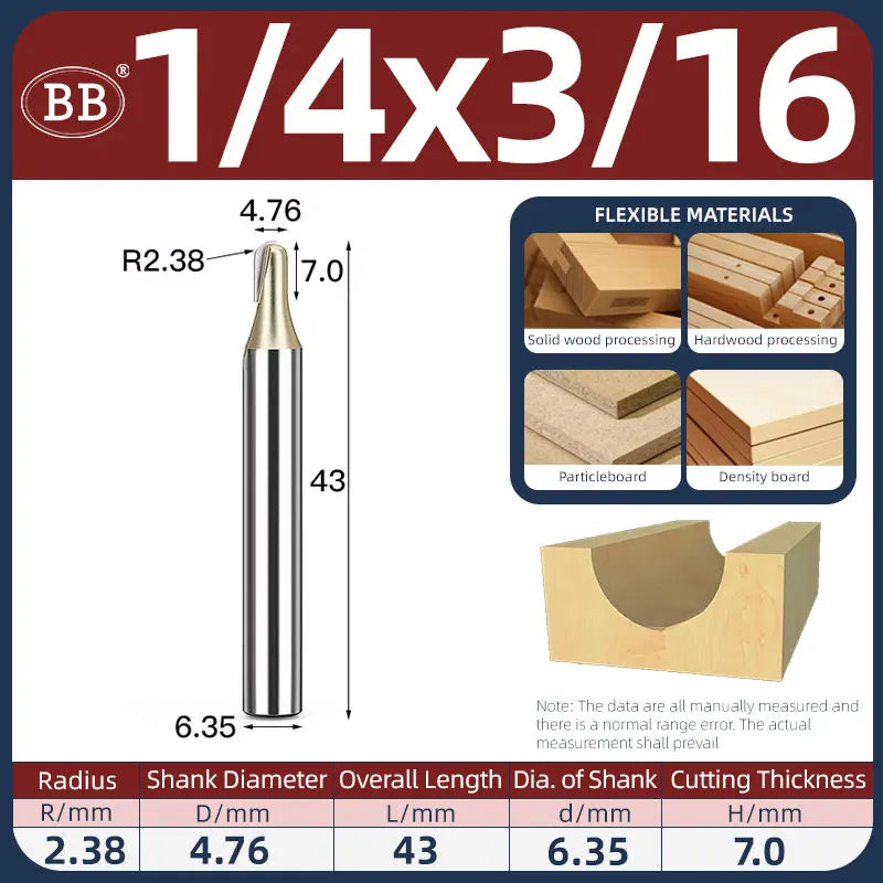 BB Half Round Router Bits