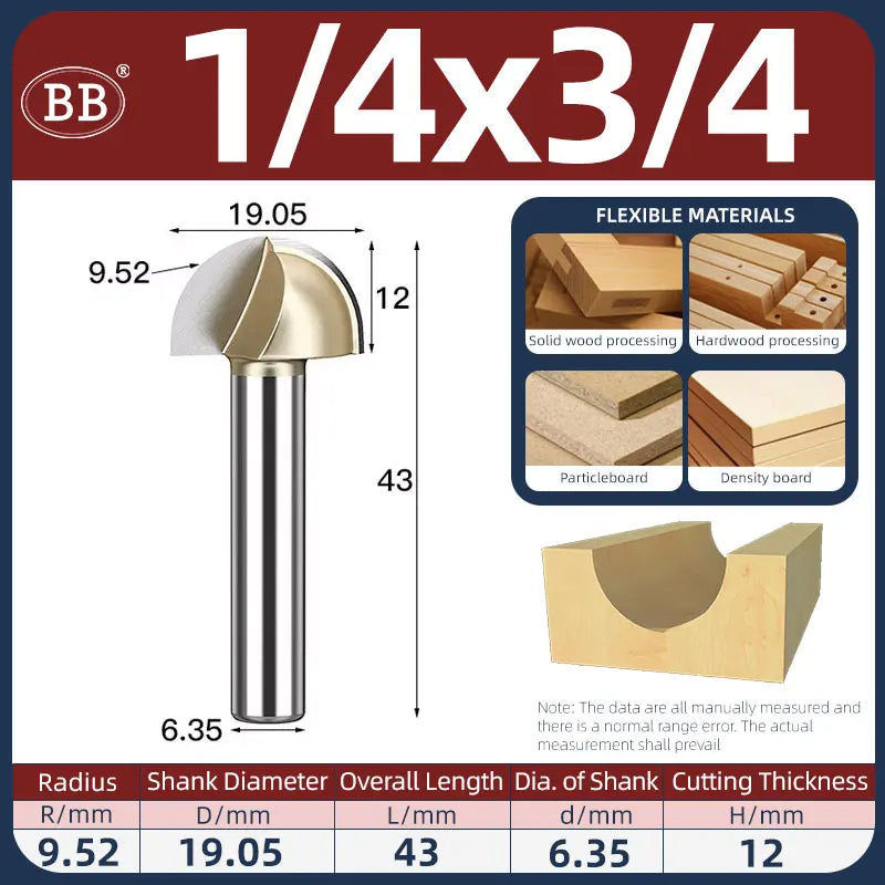 BB Half Round Router Bits