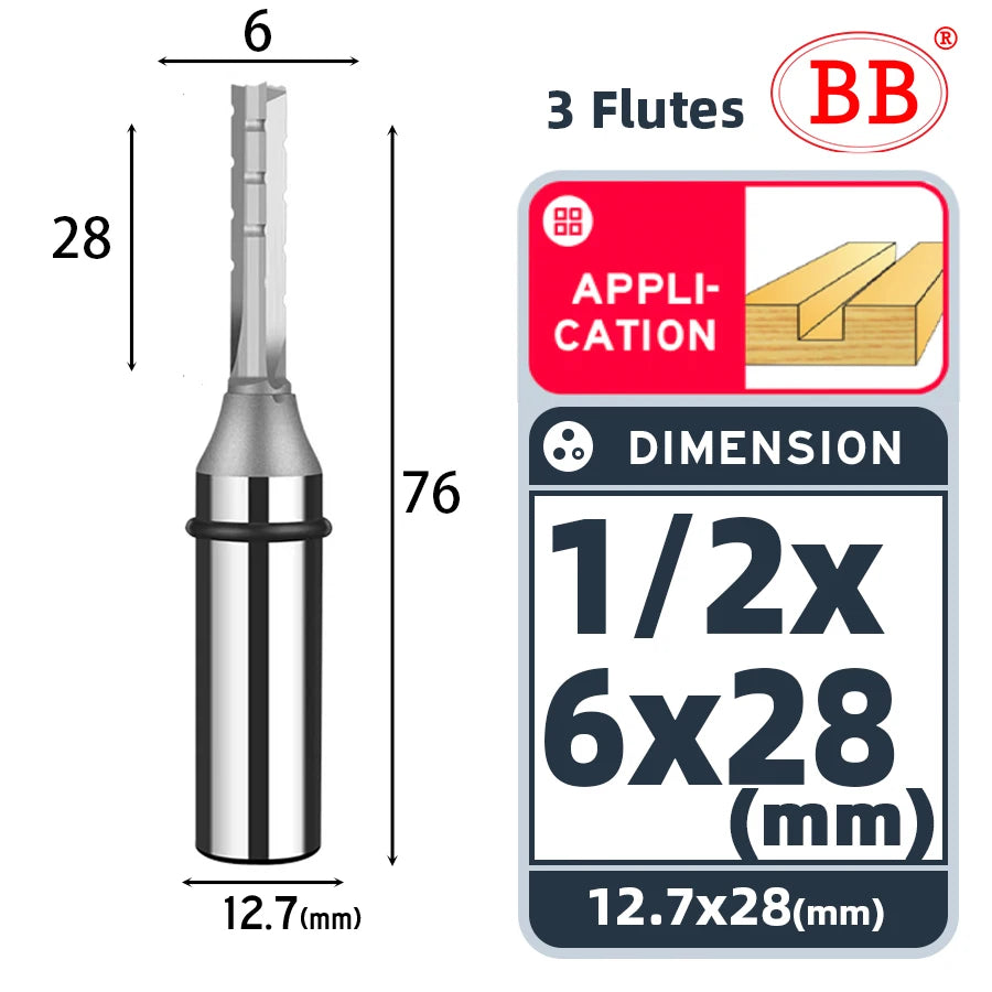 BB Straight Bit 1/4 1/2 Woodworking