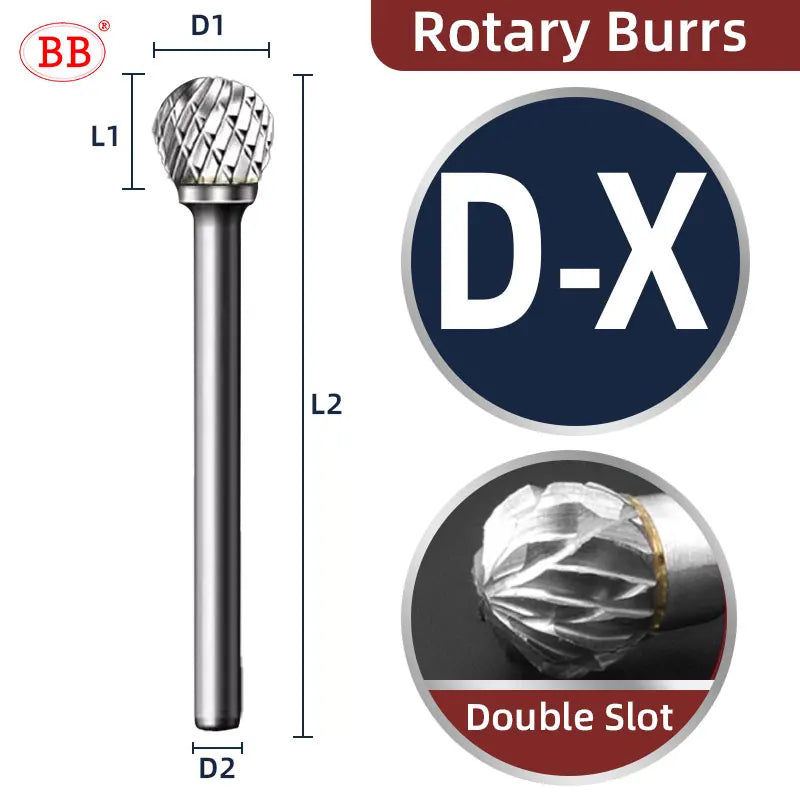 BB Rotary Files Carbide Burrs Deburring Milling Tool M Type 12mm 14mm 16mm Shank Grinder for Metal