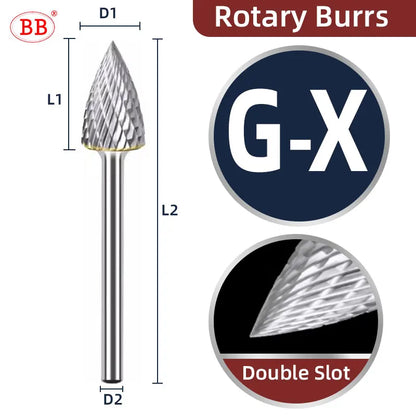 BB Rotary Files Carbide Burrs Deburring Milling Tool M Type 12mm 14mm 16mm Shank Grinder for Metal