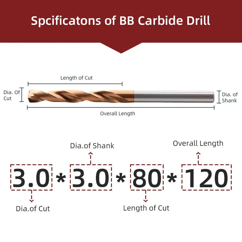 BB 100mm Length Coated Carbide Drill Machine Metal Hole Making Tool for Steel Stainless Steel(11.0~17.0mm)