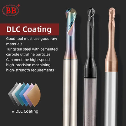 BB Micro Carbide Ball End Mill Long Neck(R0.1-R1.5,BB2055)