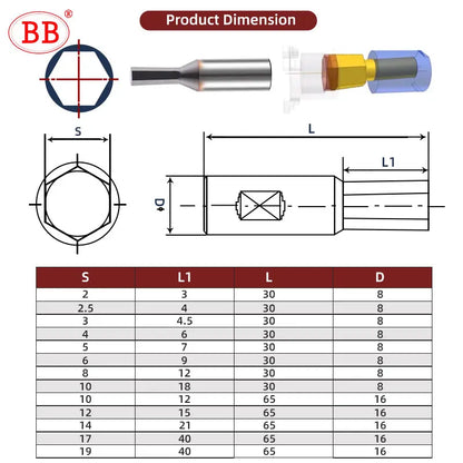 BB Rotary Broach Hexagon -Carbide