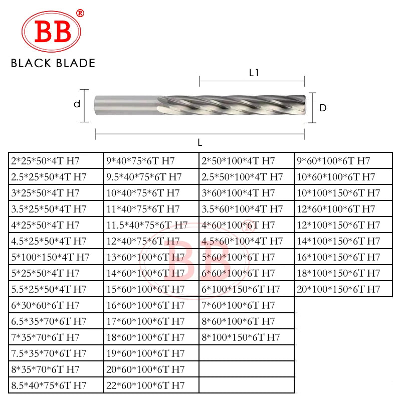 BB Carbide Reamer (1.91 ~2.99mm) Spiral Flute-BF2045