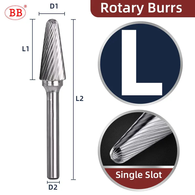 BB Rotary Files Carbide Burrs Deburring Milling Tool M Type 12mm 14mm 16mm Shank Grinder for Metal