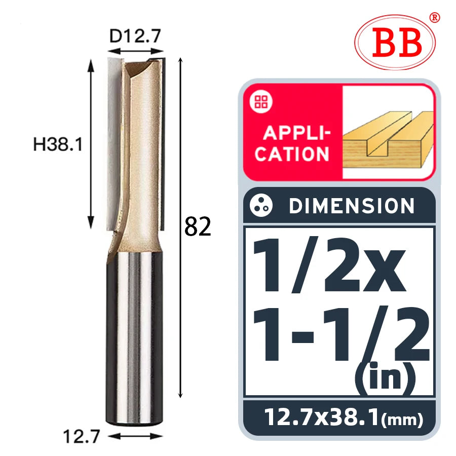 BB Straight Bit 1/4 1/2 Woodworking