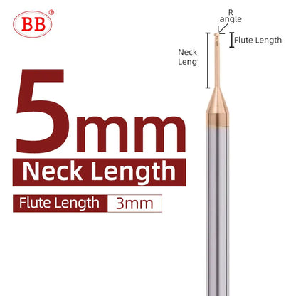 BB Micro Carbide Ball End Mill Long Neck(R0.1-R1.5,BB2055)