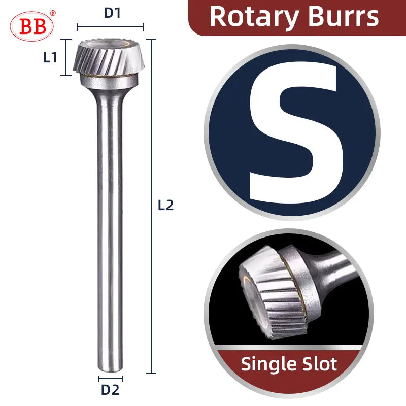 BB Rotary Files Carbide Burrs Deburring Milling Tool M Type 6mm 8mm 10mm Shank Grinder for Metal