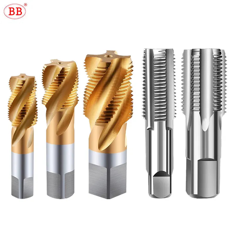 BB Pipe Threading Tap G NPT RC PT ZG HSS CO Spiral Straight Flute Fluteless Cobalt Machine Metal CNC Tool