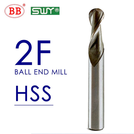 BB HSS Ball Nose End Mill 2 Flute 4 Flute with Straight Shank Radius 0.5 to R16 Milling Cutter CNC Metal Machining Tool