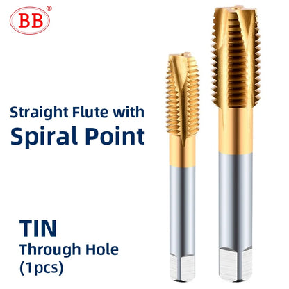 BB Inch Threading Tap HSS CO Spiral Straight Flute Fluteless UNC UNF TiN Coated Cobalt Machine Metal CNC Tool