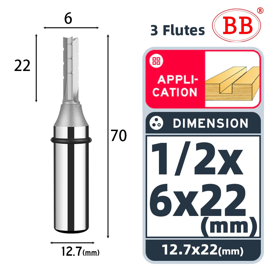 BB Straight Bit 1/4 1/2 Woodworking