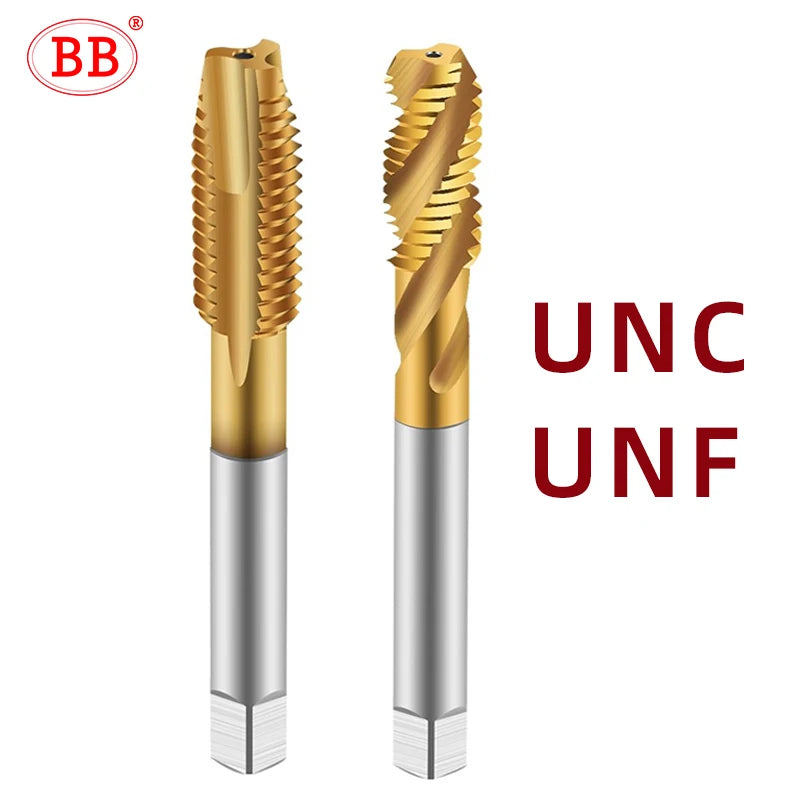 BB Inch Threading Tap HSS CO Spiral Straight Flute Fluteless UNC UNF TiN Coated Cobalt Machine Metal CNC Tool