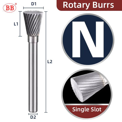 BB Rotary Files Carbide Burrs Deburring Milling Tool M Type 6mm 8mm 10mm Shank Grinder for Metal