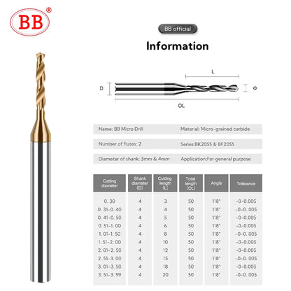 BB Micro Drill (3.0mm~3.75mm) D=4mm