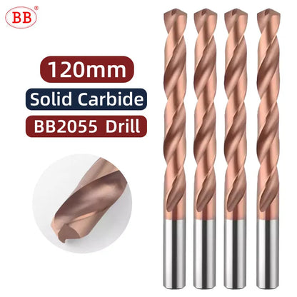 BB 100mm Length Coated Carbide Drill Machine Metal Hole Making Tool for Steel Stainless Steel(1.5~6.45mm)