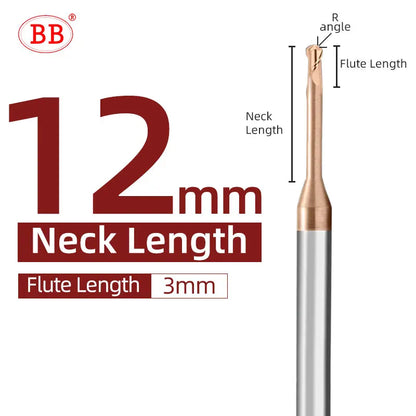 BB Micro Ball End Mill Long Neck Cutting Tool (R0.15-R1.5,BB2050)