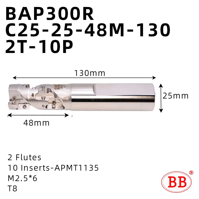 BB Corn Milling Cutter Indexable Mill CNC Tools 300R 400R Side Roughing Machining Steel Pineapple Cutting APMT1135 Inserts